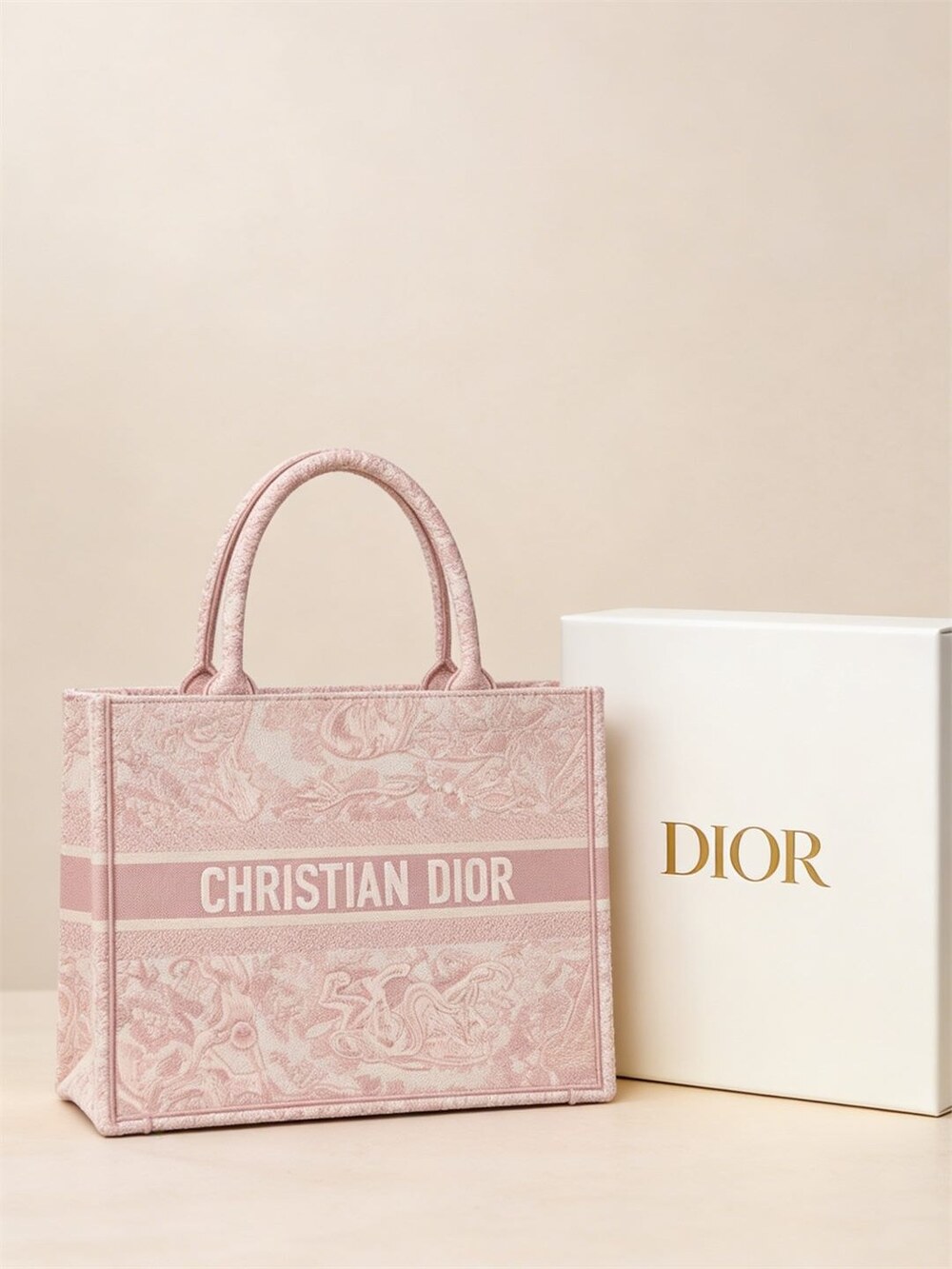 Large Dior Book Tote Bag Pink - Picture 6 of 6